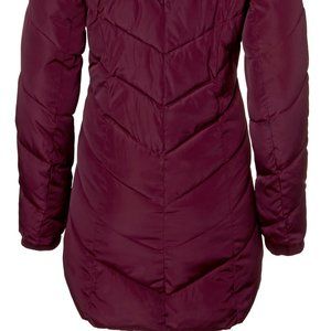 Merlot Semi Memory Hooded Chevron Quilted Coat Siz
